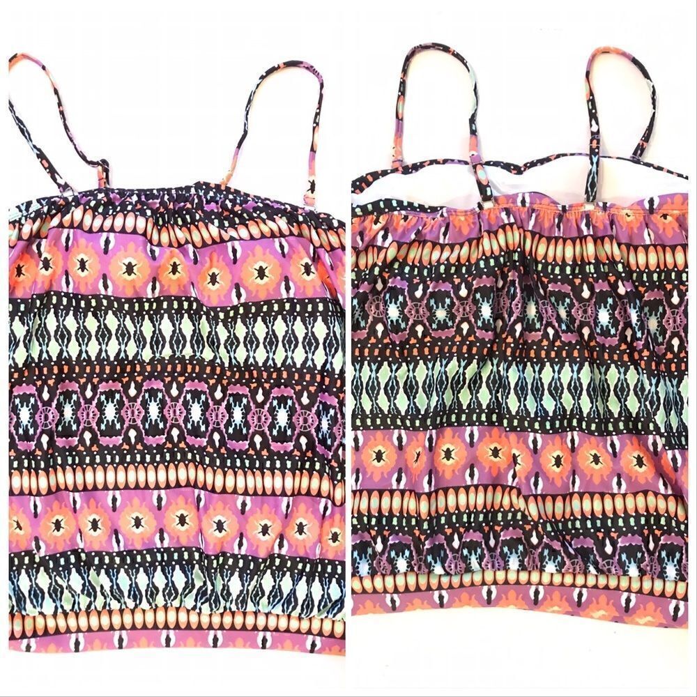 Multicolor Spaghetti Strap Swim Tank - Picture 1 of 5